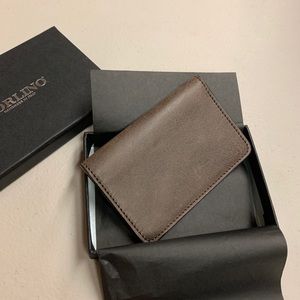 New in Box Borlino Brown Leather Card Holder